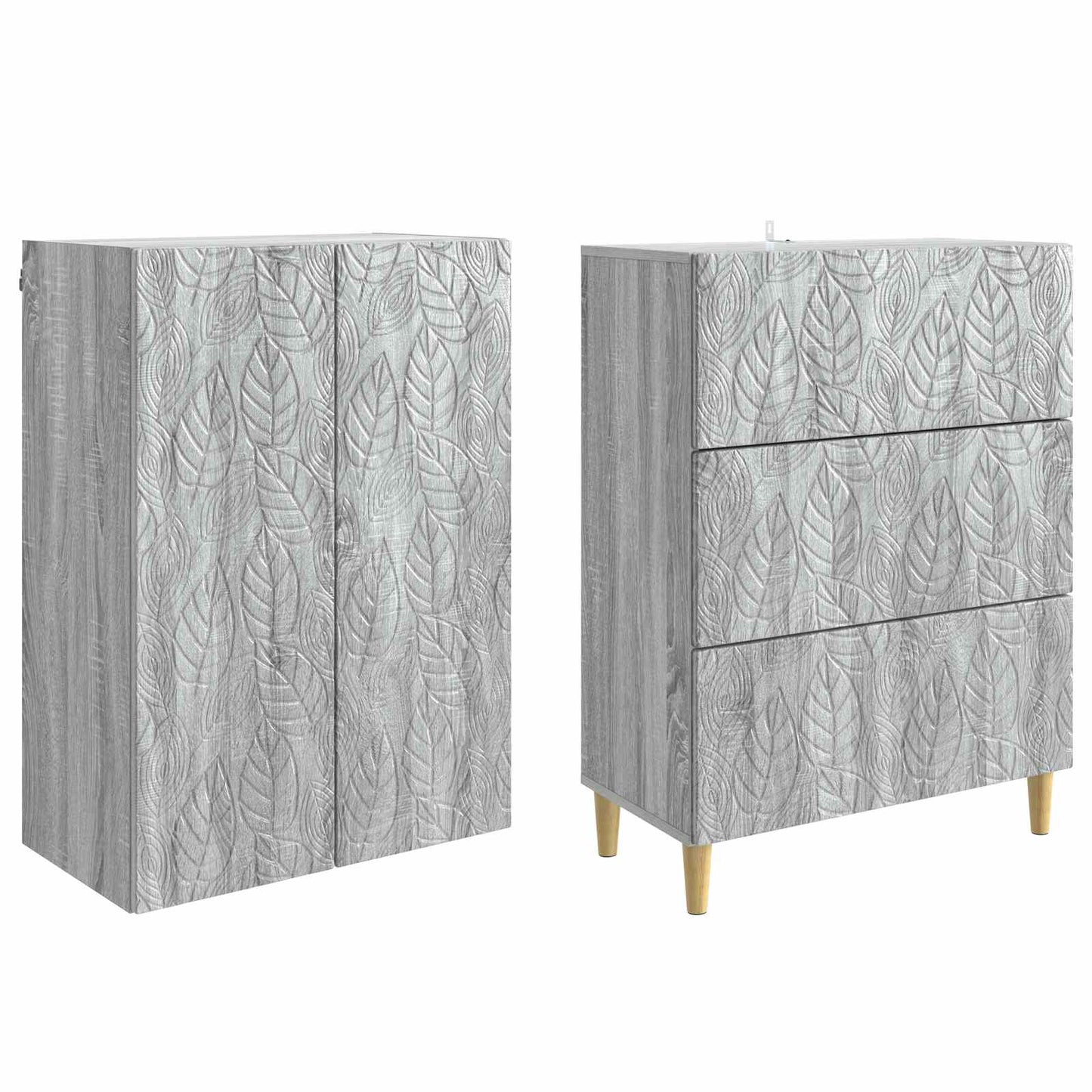 Cabinet Set 2 pcs 66 x 34.5 x 90 cm Engineered Wood Grey Sonoma