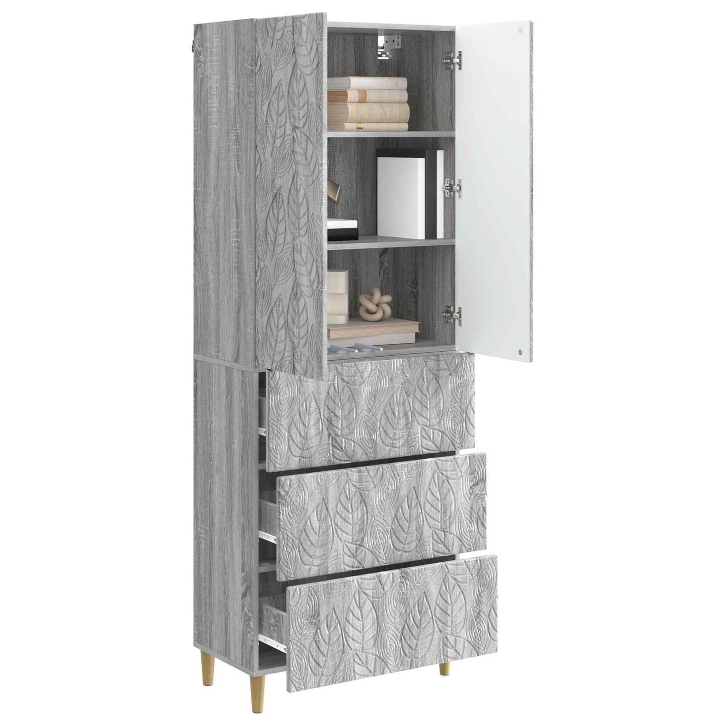 Cabinet Set 2 pcs 66 x 34.5 x 90 cm Engineered Wood Grey Sonoma