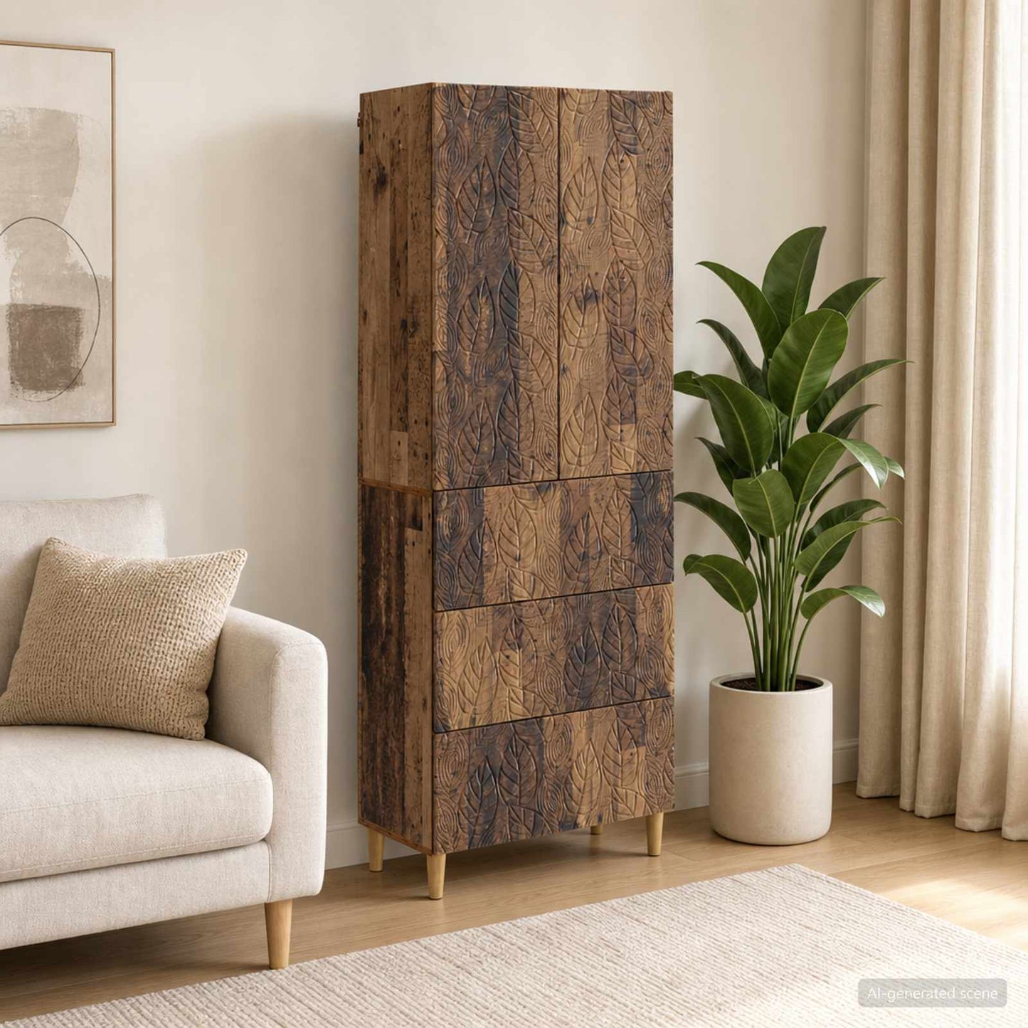 Cabinet Set 2 pcs 66 x 34.5 x 90 cm Engineered Wood Old Wood