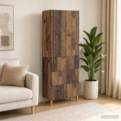Cabinet Set 2 pcs 66 x 34.5 x 90 cm Engineered Wood Old Wood
