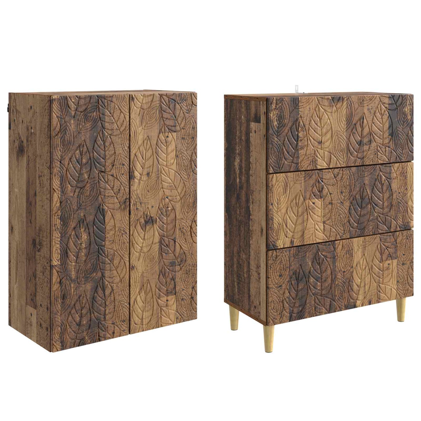 Cabinet Set 2 pcs 66 x 34.5 x 90 cm Engineered Wood Old Wood