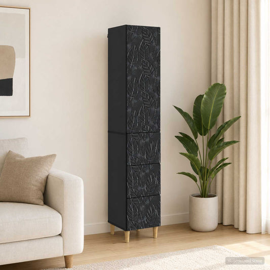 Cabinet Set 2 pcs Black 33 x 34.5 x 90 cm Engineered Wood
