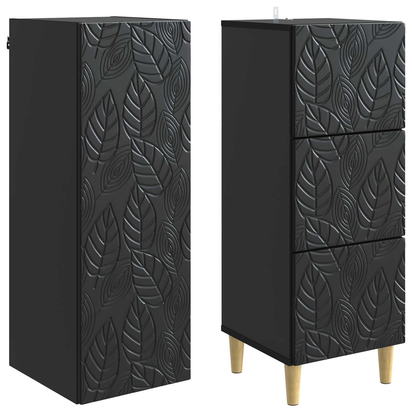 Cabinet Set 2 pcs 33 x 34.5 x 90 cm Engineered Wood Black