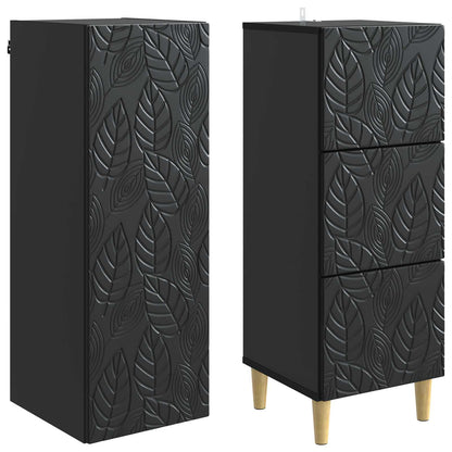 Cabinet Set 2 pcs 33 x 34.5 x 90 cm Engineered Wood Black