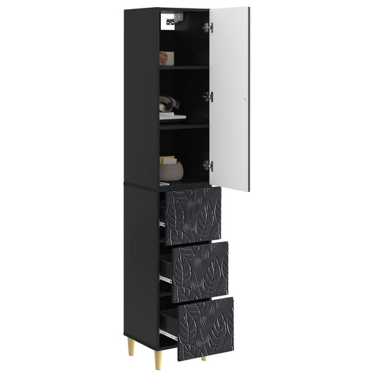 Cabinet Set 2 pcs Black 33 x 34.5 x 90 cm Engineered Wood