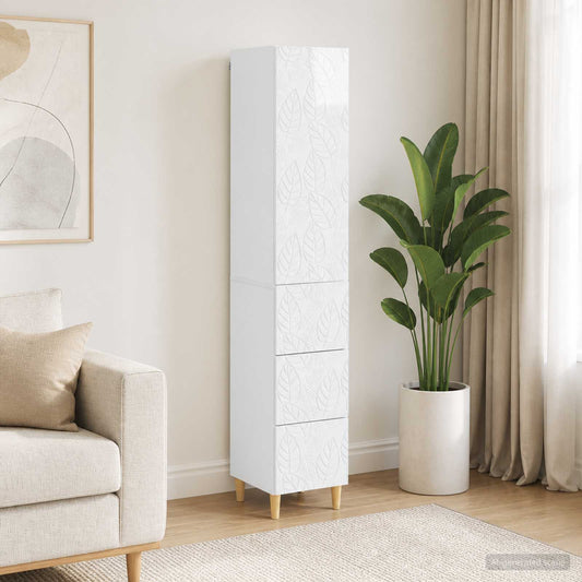 Cabinet Set 2 pcs High Gloss White 33 x 34.5 x 90 cm
