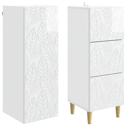 Cabinet Set 2 pcs High Gloss White 33 x 34.5 x 90 cm