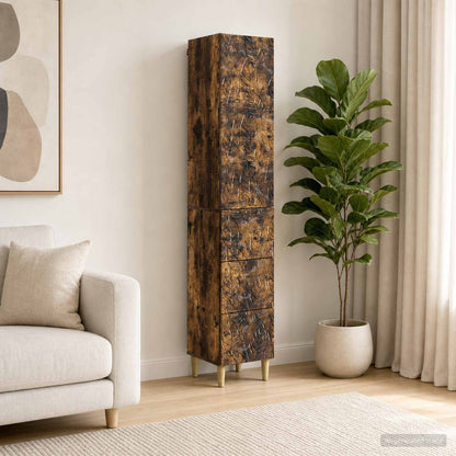 Cabinet Set 2 pcs 33 x 34.5 x 90 cm Engineered Wood Smoked Oak