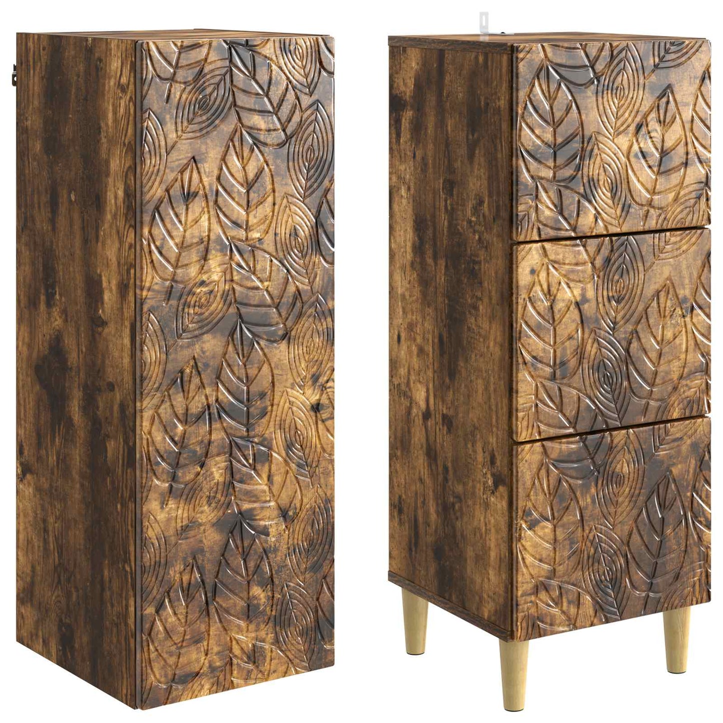 Cabinet Set 2 pcs 33 x 34.5 x 90 cm Engineered Wood Smoked Oak