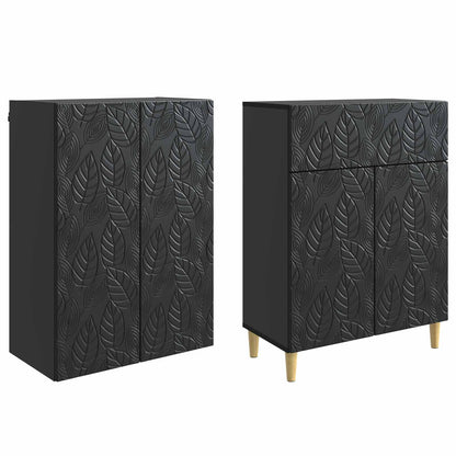 Cabinet Set 2 pcs Black Engineered Wood