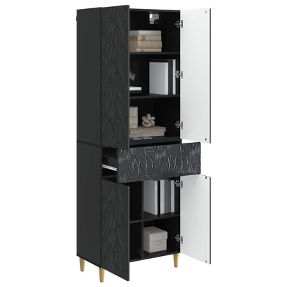 Cabinet Set 2 pcs Black Engineered Wood