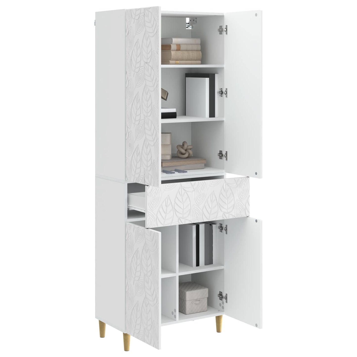 Cabinet Set 2 pcs High Gloss White Engineered Wood