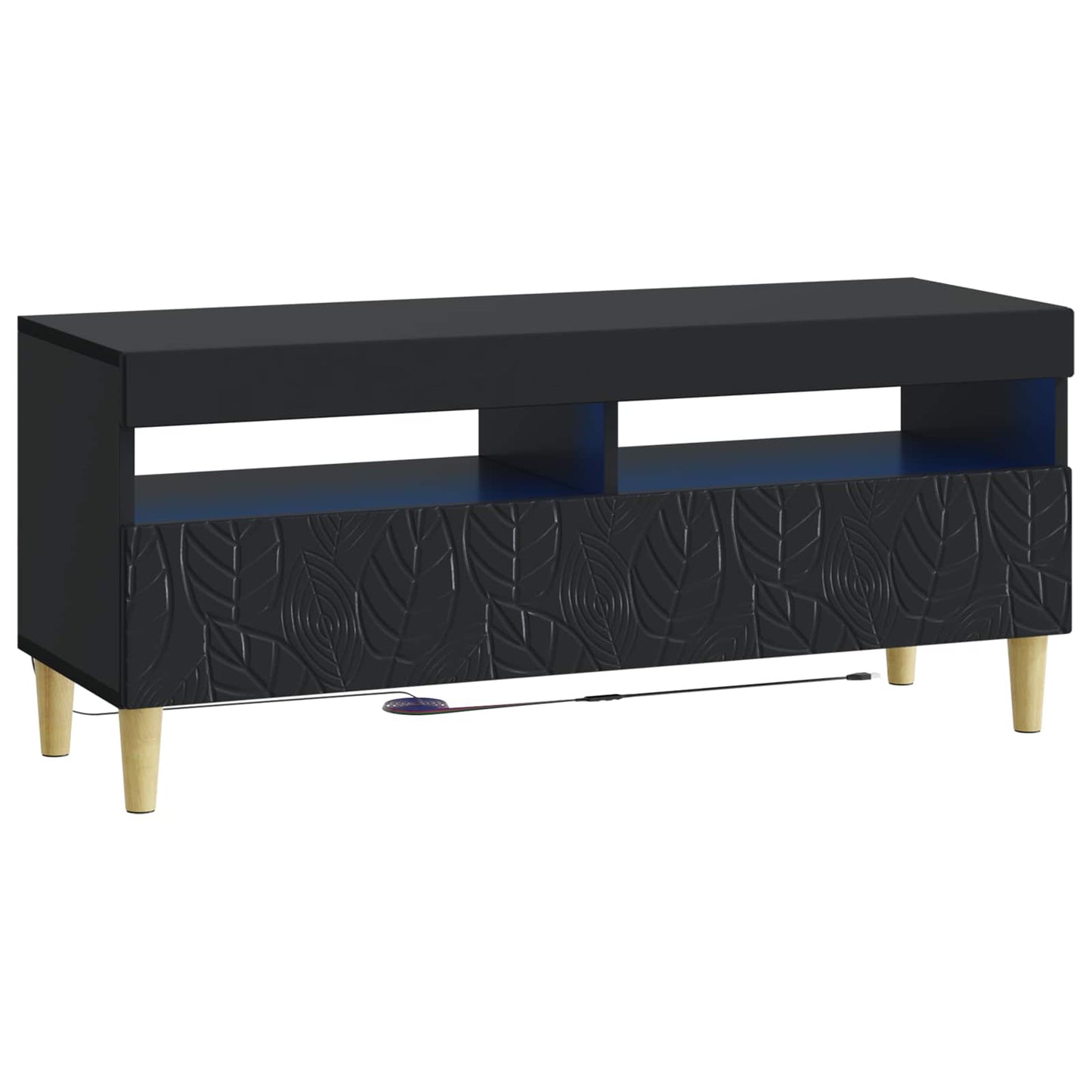 5 Piece LED TV Cabinet Black Engineered Wood