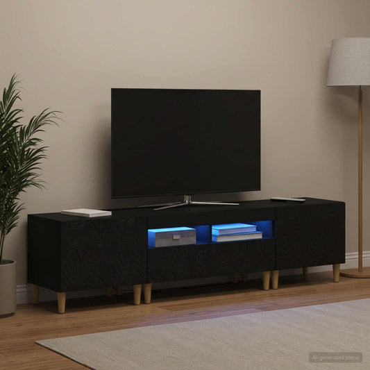 3 Piece LED TV Cabinet DELFT Black Engineered Wood