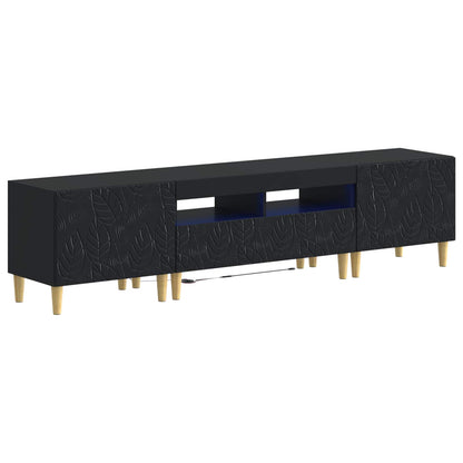 5 Piece LED TV Cabinet Black Engineered Wood