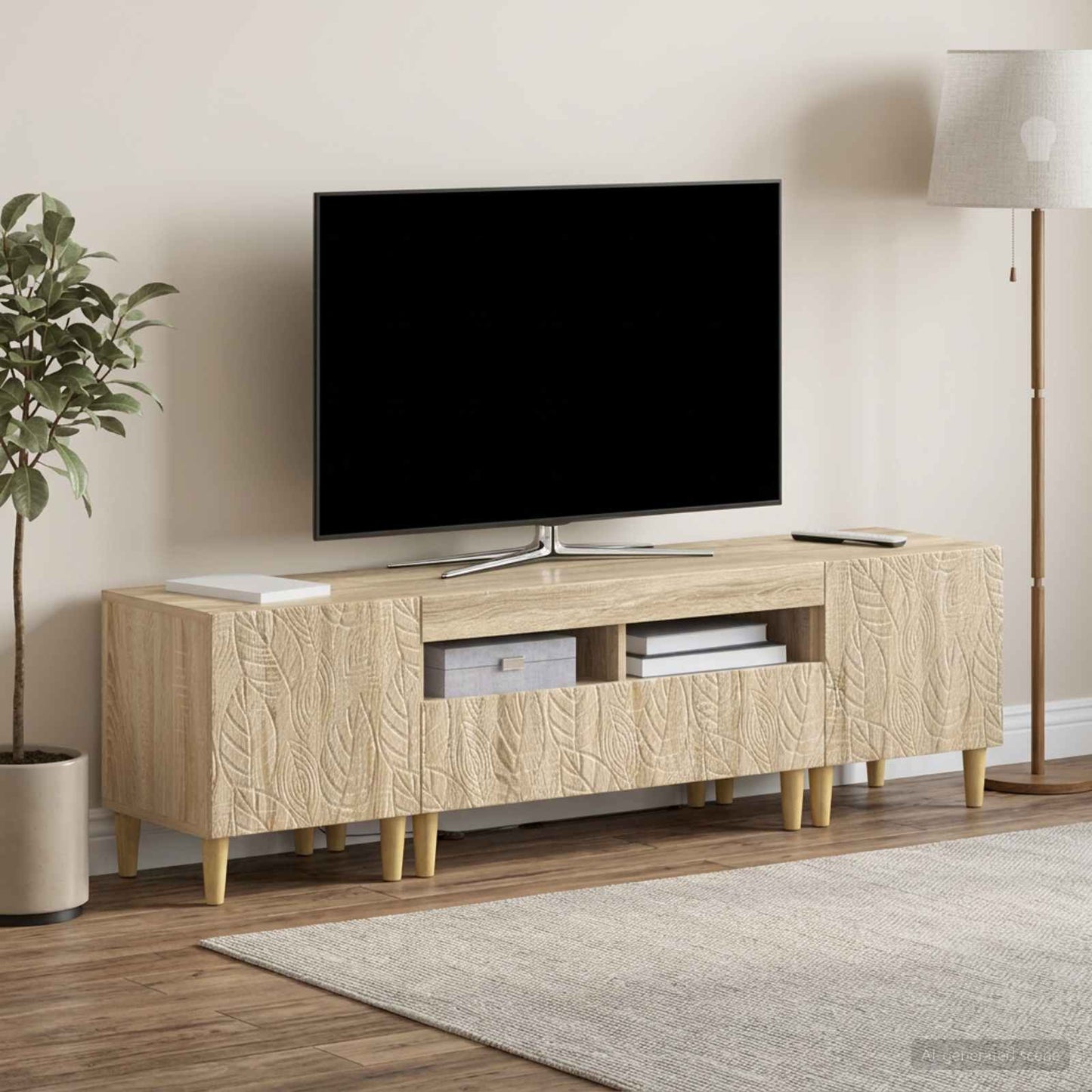 5 Piece LED TV Cabinet Sonoma Oak Engineered Wood