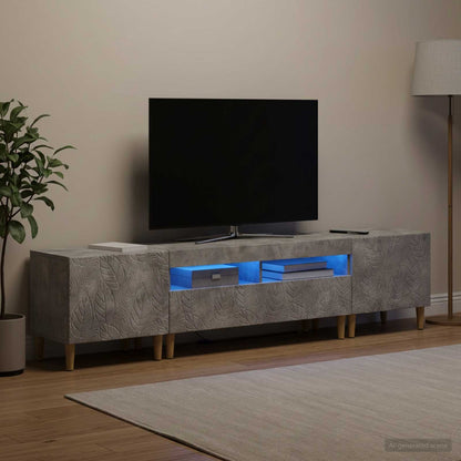 5 Piece LED TV Cabinet Concrete Grey Engineered Wood
