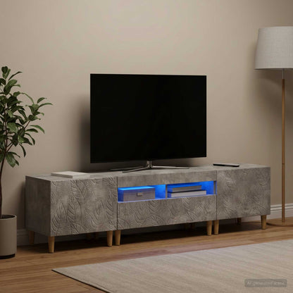 5 Piece LED TV Cabinet Concrete Grey Engineered Wood