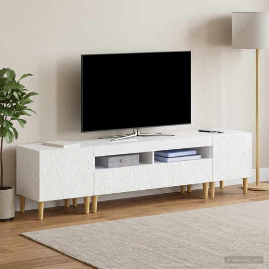 3 Piece LED TV Cabinet DELFT High Gloss White Engineered Wood
