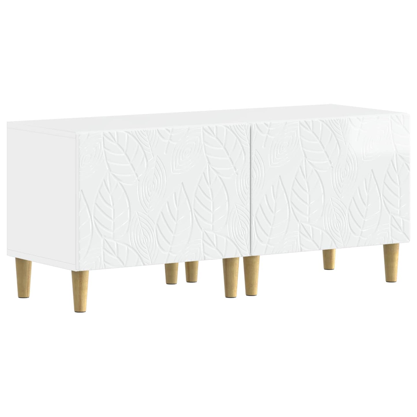 5 Piece LED TV Cabinet High Gloss White Engineered Wood