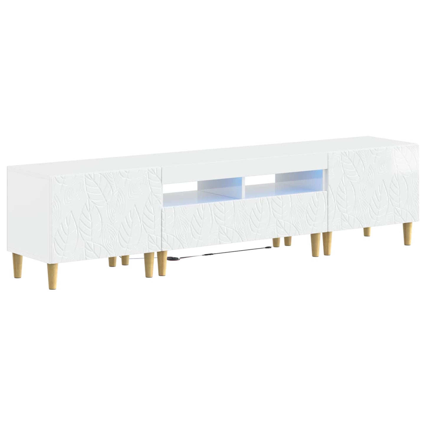 5 Piece LED TV Cabinet High Gloss White Engineered Wood