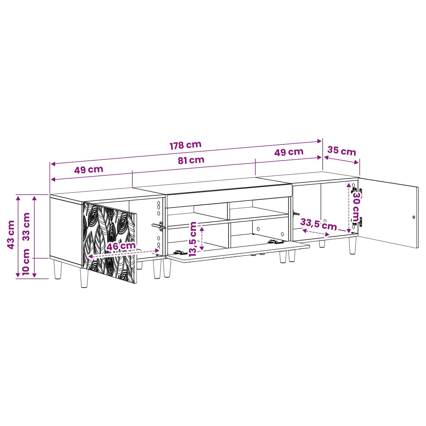 5 Piece LED TV Cabinet High Gloss White Engineered Wood