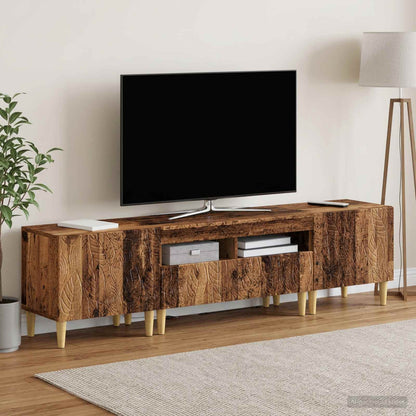 5 Piece LED TV Cabinet Old Wood Engineered Wood