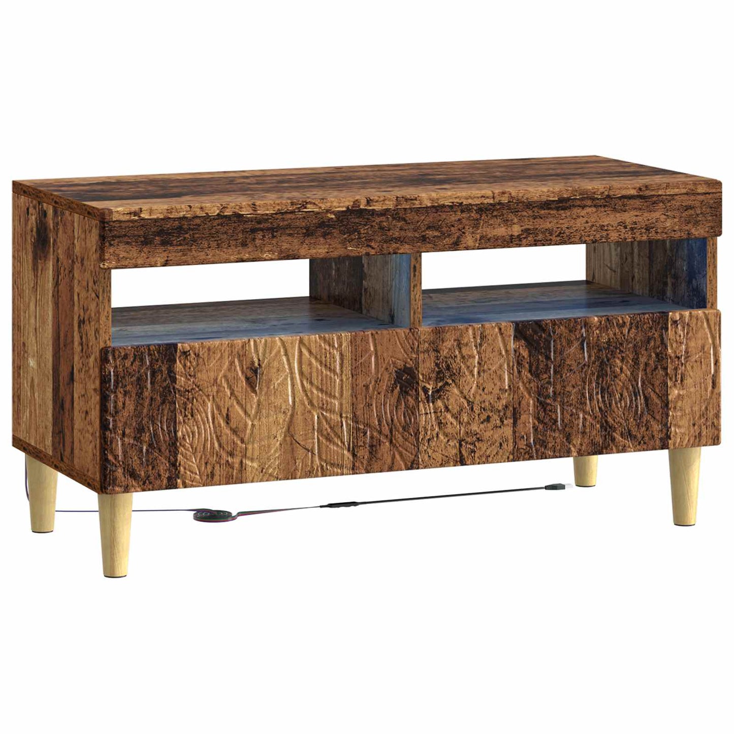 5 Piece LED TV Cabinet Old Wood Engineered Wood