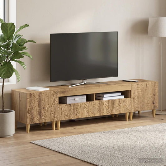 3 Piece LED TV Cabinet DELFT Artisan Oak Engineered Wood