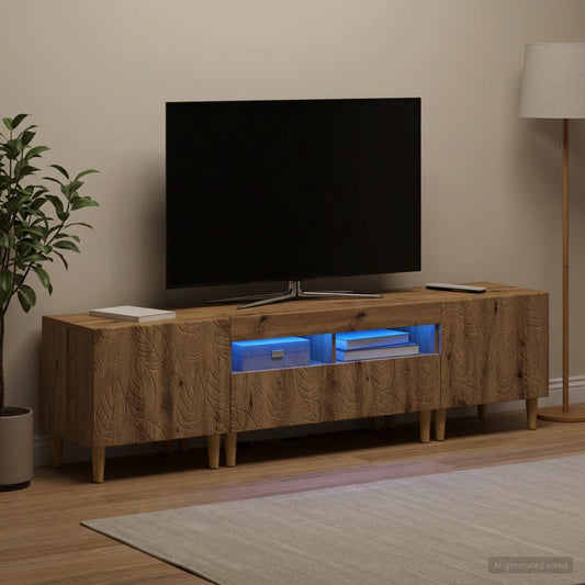 3 Piece LED TV Cabinet DELFT Artisan Oak Engineered Wood