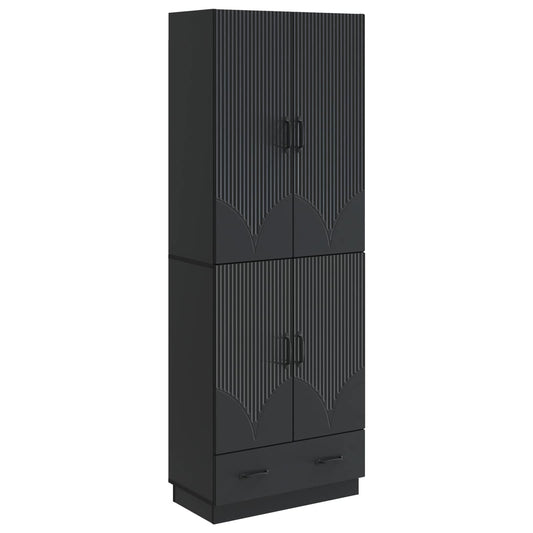 Cabinet Set 2 pcs Black Engineered Wood