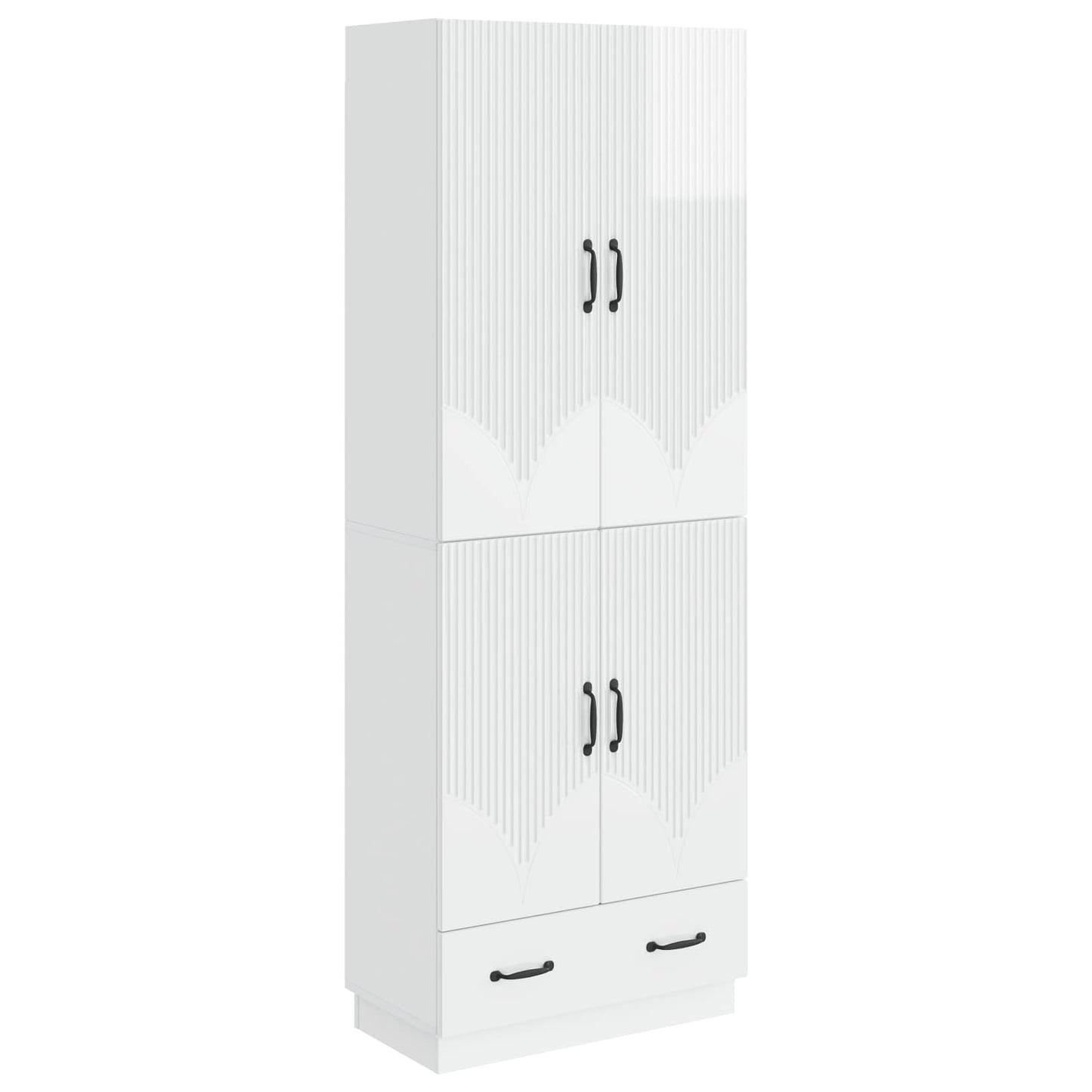 Cabinet Set 2 pcs High Gloss White Engineered Wood
