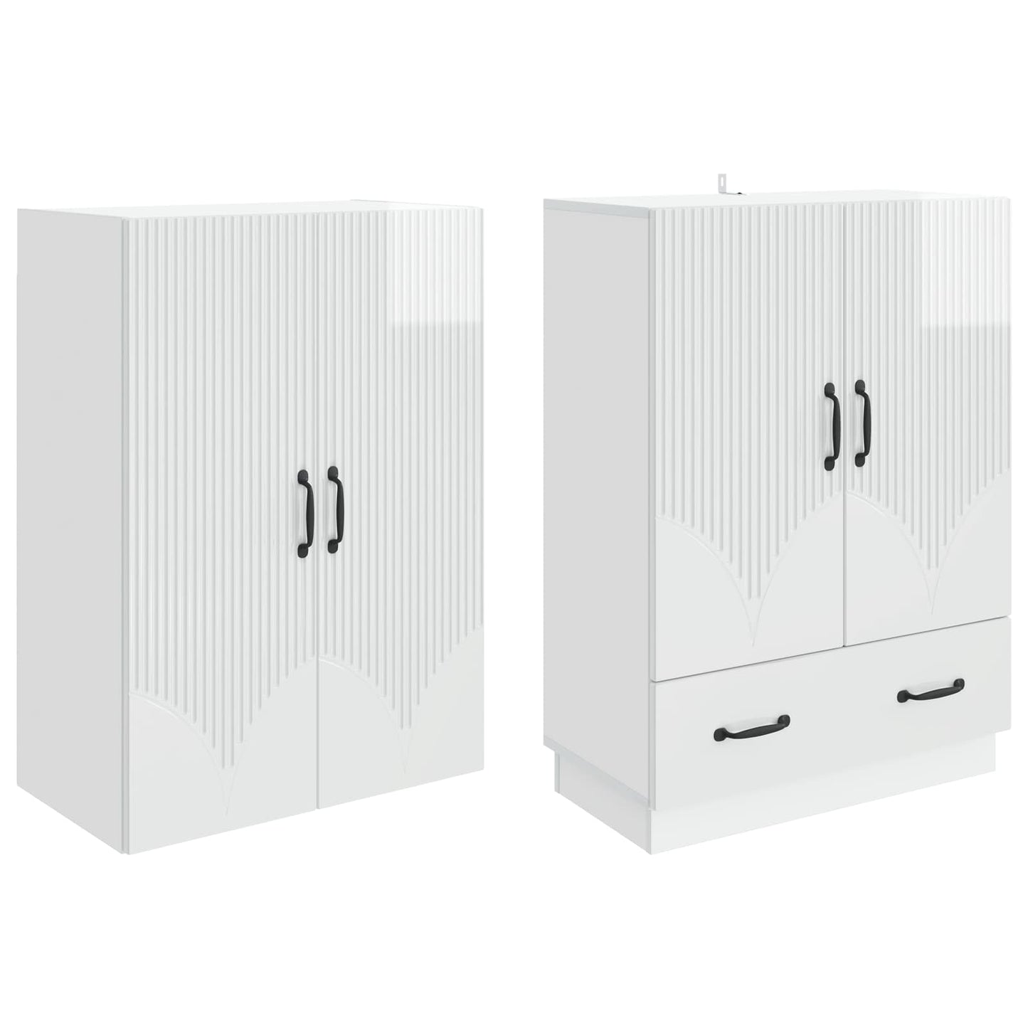 Cabinet Set 2 pcs High Gloss White Engineered Wood