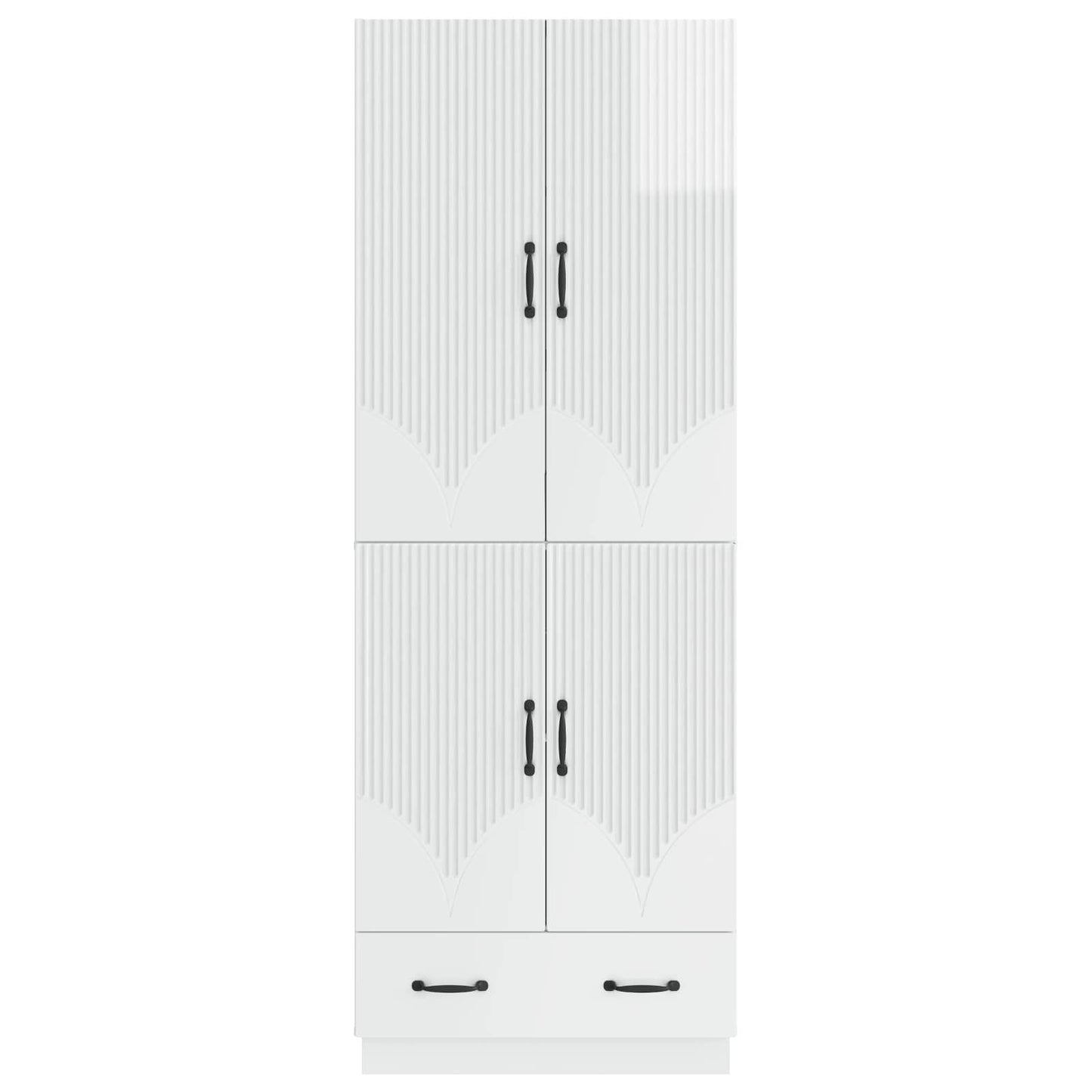 Cabinet Set 2 pcs High Gloss White Engineered Wood