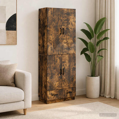 Cabinet Set 2 pcs Smoked Oak Engineered Wood