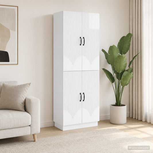 Cabinet Set 2 pcs High Gloss White Engineered Wood