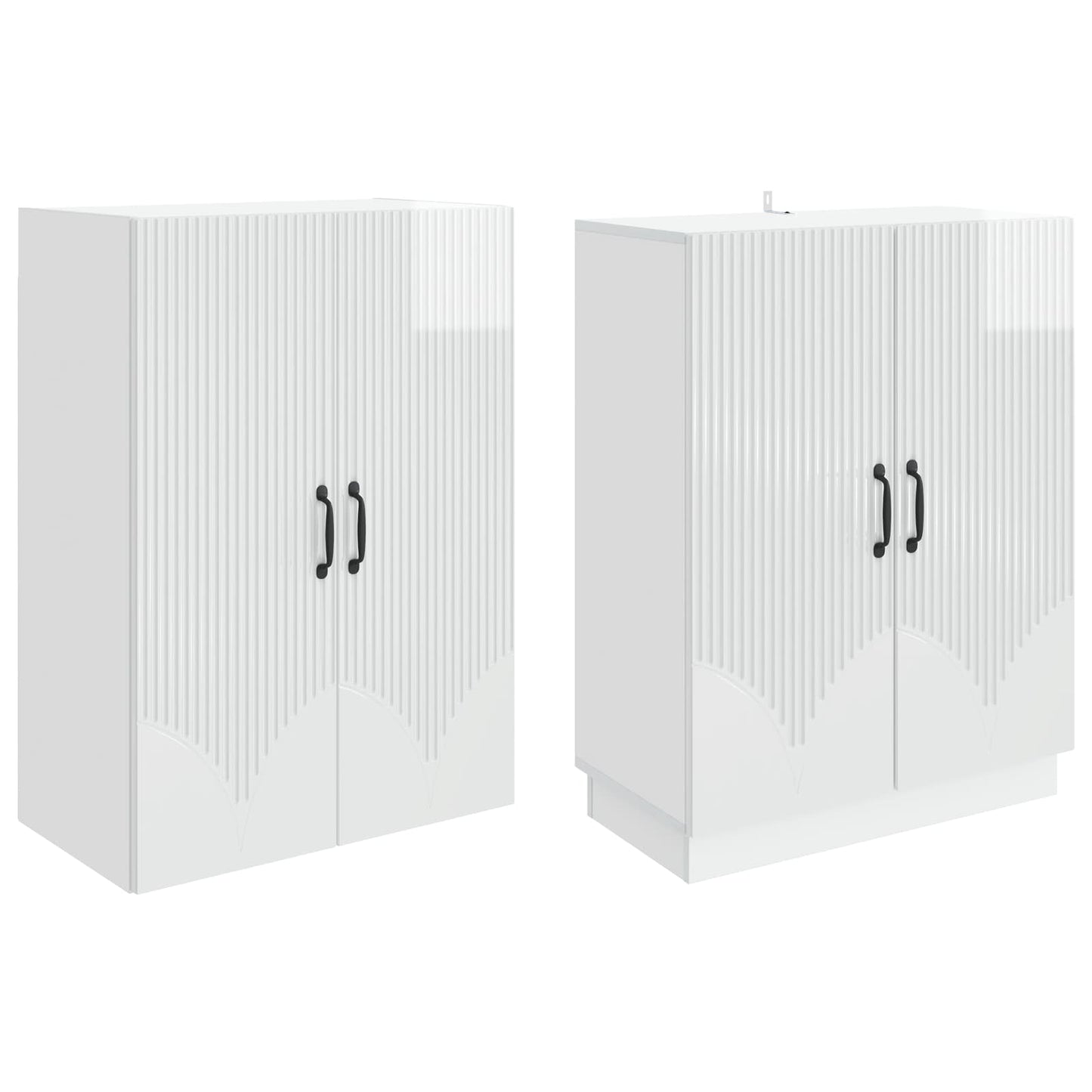 Cabinet Set 2 pcs High Gloss White Engineered Wood
