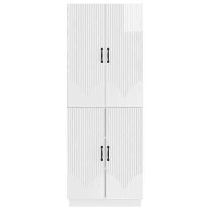 Cabinet Set 2 pcs High Gloss White Engineered Wood