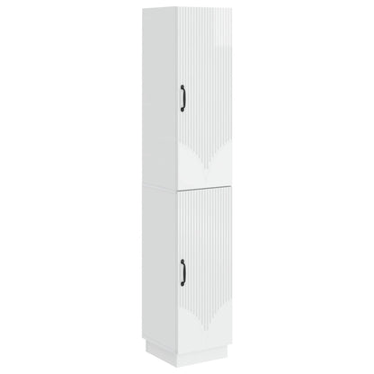 Cabinet Set 2 pcs High Gloss White Engineered Wood