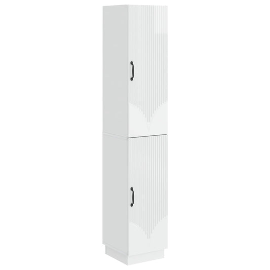 Cabinet Set 2 pcs High Gloss White Engineered Wood