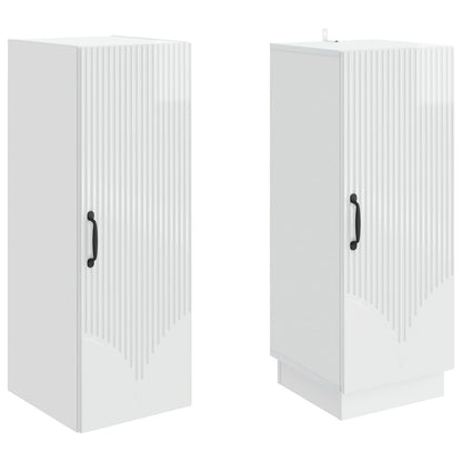 Cabinet Set 2 pcs High Gloss White Engineered Wood