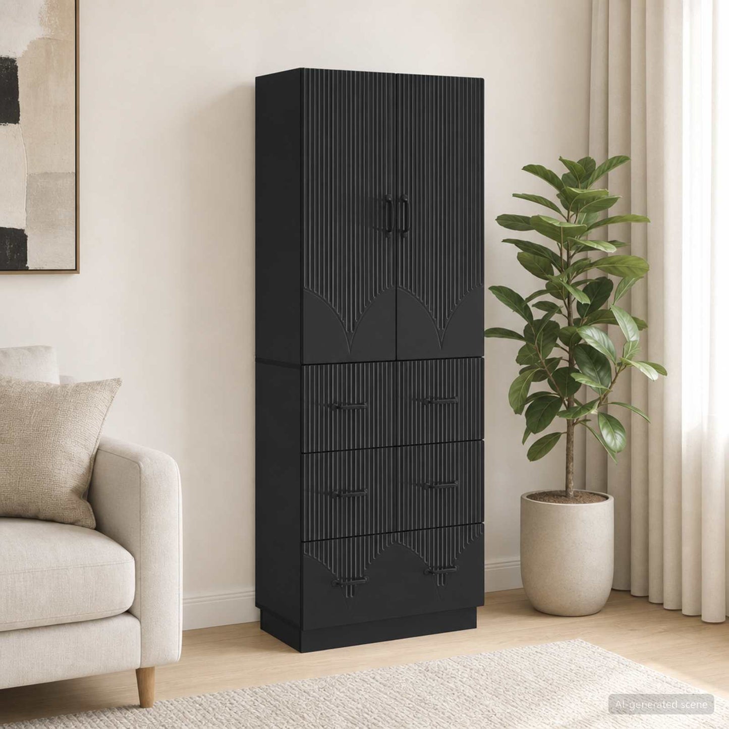 Cabinet Set 2 pcs 66 x 34.5 x 87 cm Engineered Wood Black