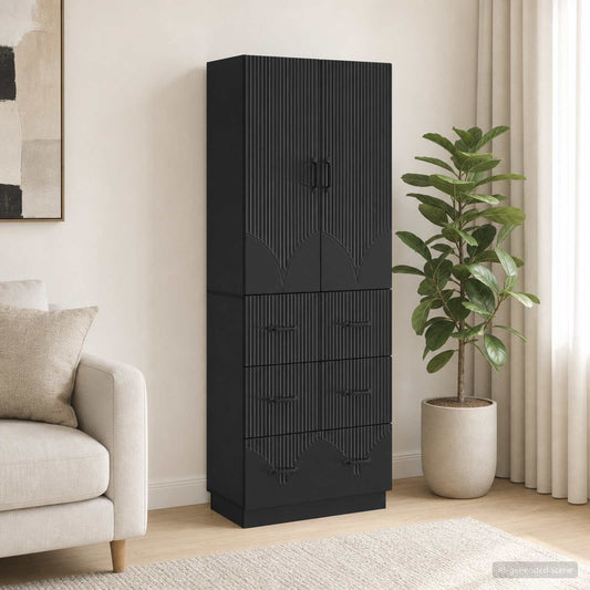 Cabinet Set 2 pcs Black 66 x 34.5 x 87 cm Engineered Wood