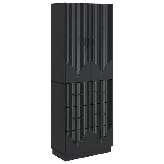 Cabinet Set 2 pcs Black 66 x 34.5 x 87 cm Engineered Wood