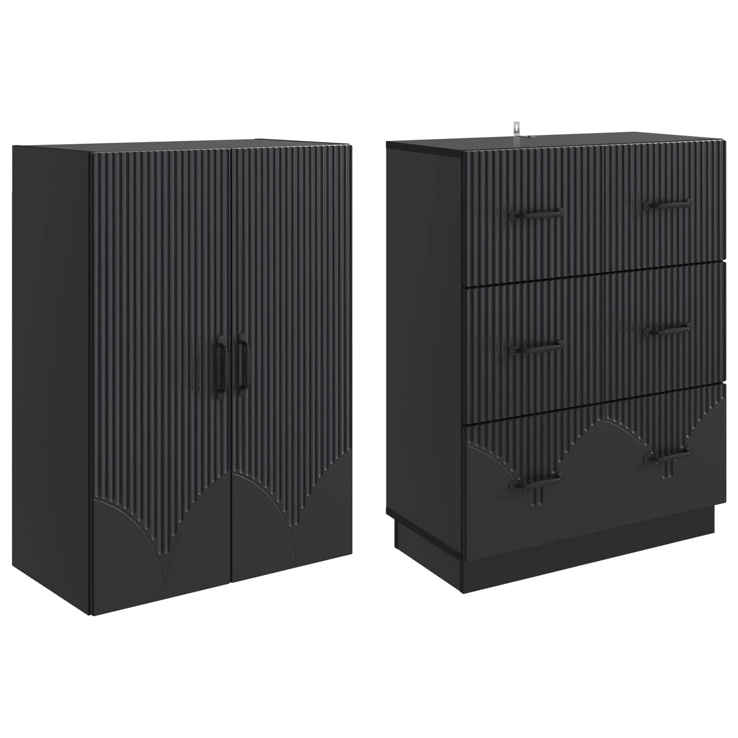 Cabinet Set 2 pcs 66 x 34.5 x 87 cm Engineered Wood Black