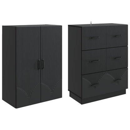 Cabinet Set 2 pcs Black 66 x 34.5 x 87 cm Engineered Wood