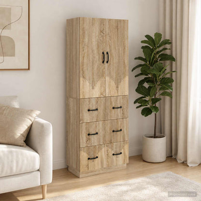 Cabinet Set 2 pcs 66 x 34.5 x 87 cm Engineered Wood Sonoma Oak