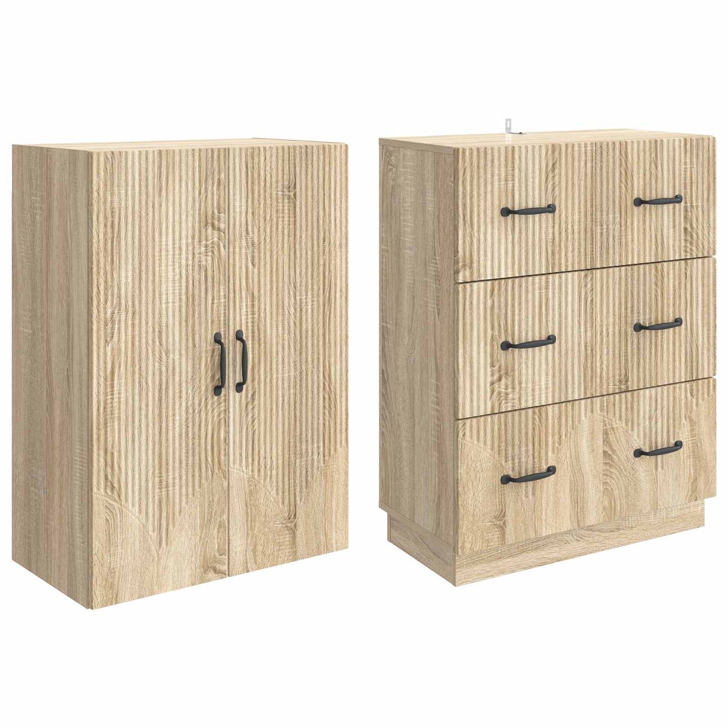 Cabinet Set 2 pcs 66 x 34.5 x 87 cm Engineered Wood Sonoma Oak