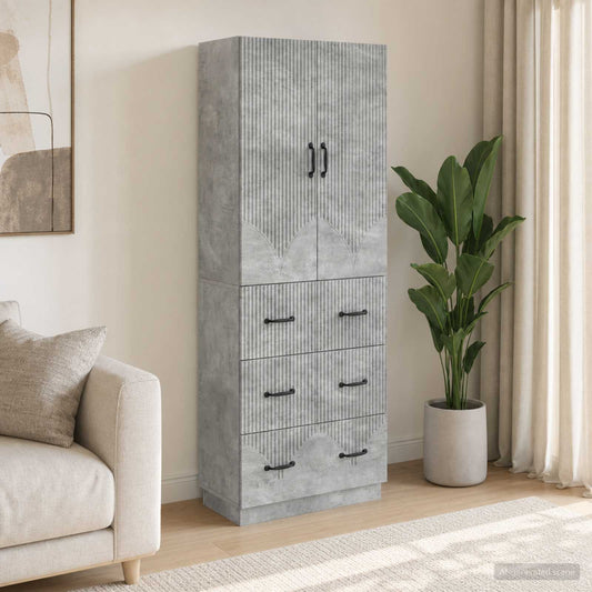 Cabinet Set 2 pcs Concrete Grey 66 x 34.5 x 87 cm