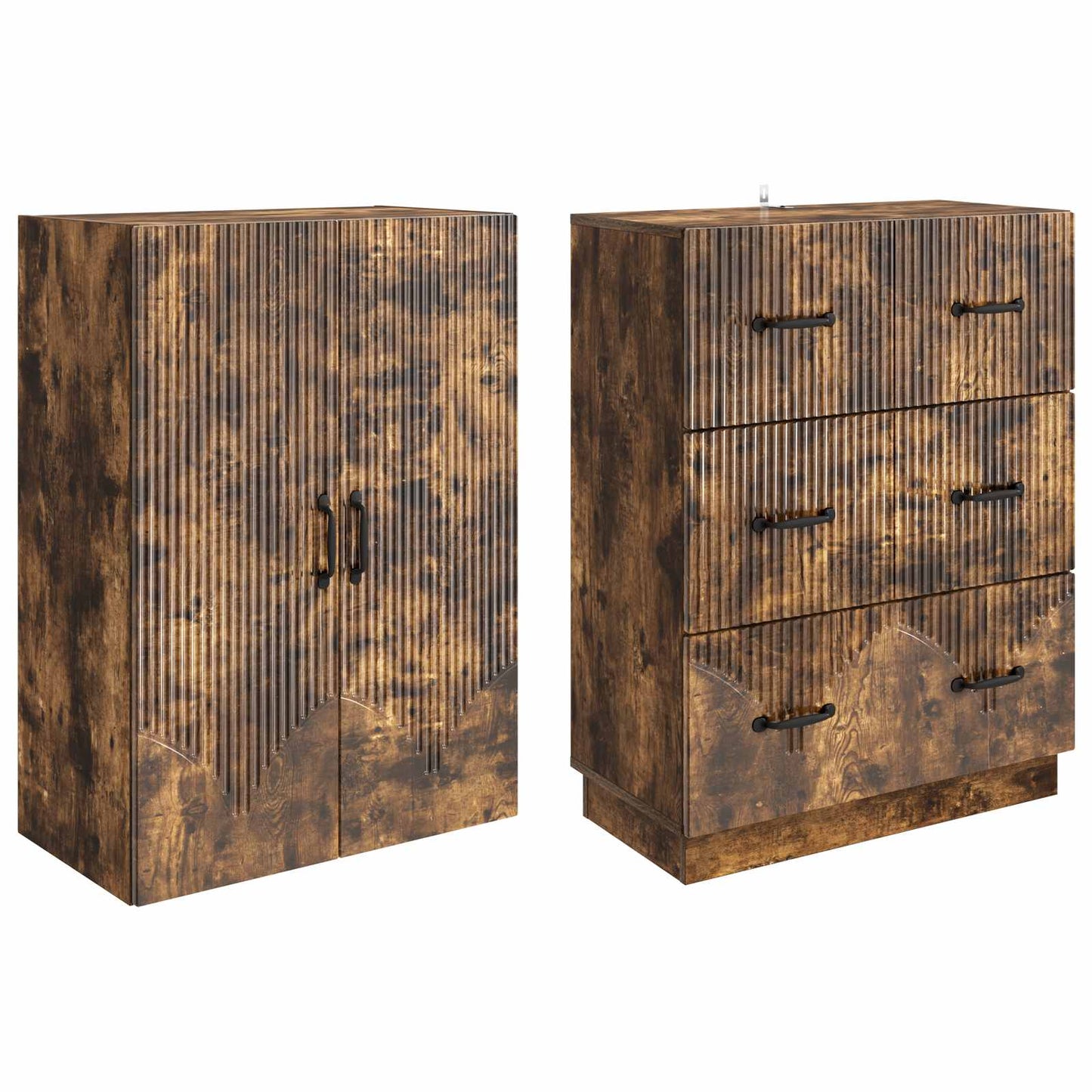 Cabinet Set 2 pcs 66 x 34.5 x 87 cm Engineered Wood Smoked Oak